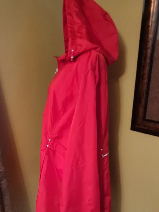 Jones New York Red Hooded Trench Coat with Zip Front - Picture 5 of 9